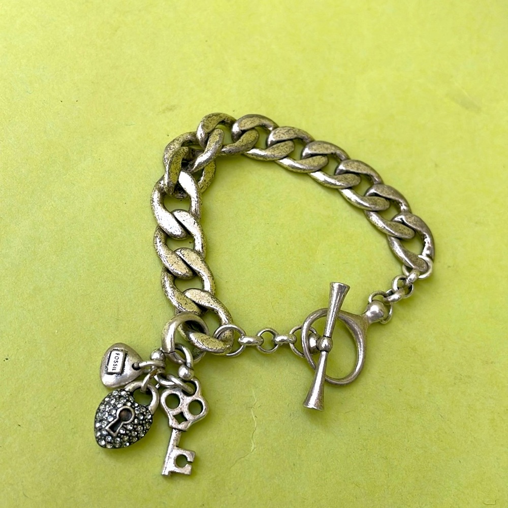 Vintage silver chunky Fossil bracelet
